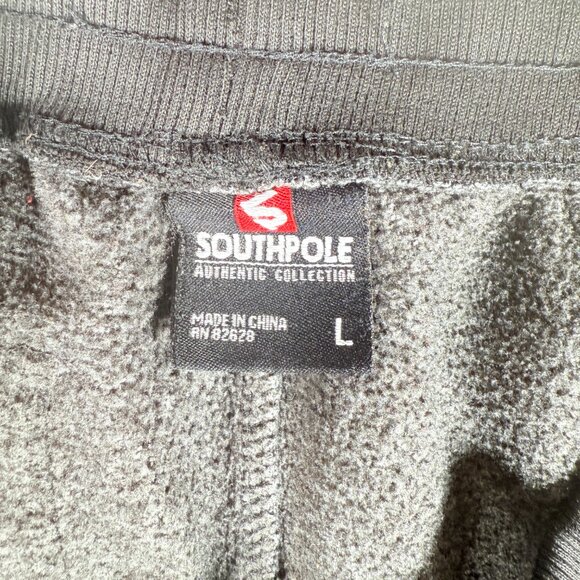 Vtg Southpole Joggers Mens Large Gray Black Sweat Pants Fleece Athleisure Y2K - Picture 2 of 9